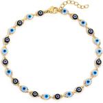 SLOONG Evil Eye Anklet Bracelet for Women Girls 14K Gold Plated Beach Foot Anklet Bracelet Summer Jewelry Beads Anklet Set, Adjustabe Size