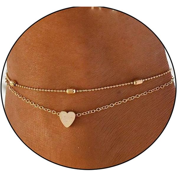 Pencros Dainty Layered Anklet,14K Gold Filled Cute Beads Satellite Chain Heart Boho Adjustable Anklets for Women Teen Girls
