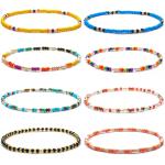 XIJIN 18 Pieces Elastic Beaded Anklets for Women Girls Handmade Beach Boho Colorful Beads Ankle Bracelets Set