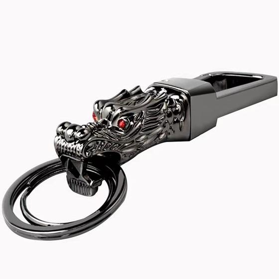 NC Dragon Head Keychain Key Ring Clip Carabiner Key Holder Zinc Alloy Metal Heavy Duty Automotive Car Keychains Accessories for Men & Women with Gift Box