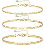KissYan Gold Layered Ankle Bracelets for Women, Dainty 14k Gold Plated Layering Anklets Set Adjustable Fashion Cuban Link Snake Tennis Chain Ankles Summer Beach Foot Jewelry Gifts for Women Girls