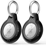 2 Pack IPX8 Waterproof Airtag Keychain with Airtag Holder Case,Full Body Shockproof,Anti-Scratch Cover Air tag for Cat,Dog,Keys,Luggage,Wallet（Black）
