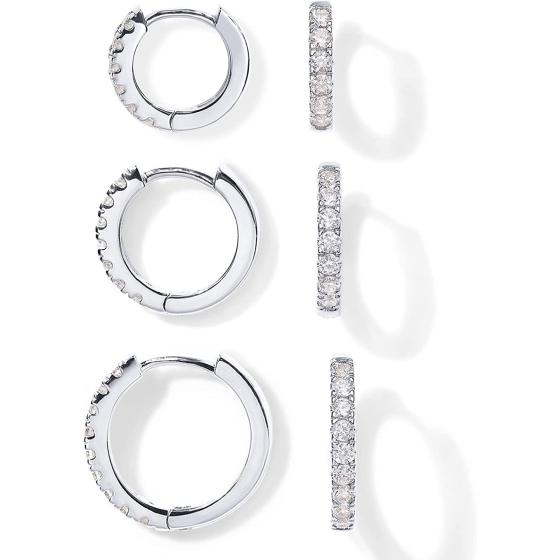 PAVOI 18K Gold Plated 925 Sterling Silver Post, 3 Pairs Small Gold Hoop Earrings Set | Mini Cartilage Helix Huggie Hoop Pack for Women Men 8mm 10mm 12mm