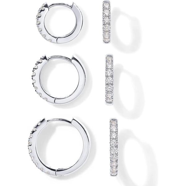 PAVOI 18K Gold Plated 925 Sterling Silver Post, 3 Pairs Small Gold Hoop Earrings Set | Mini Cartilage Helix Huggie Hoop Pack for Women Men 8mm 10mm 12mm