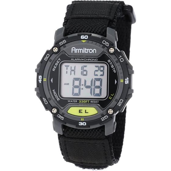 Armitron Sport Unisex 40/8291BLK Grey Accented Digital Chronograph Black Nylon Strap Watch