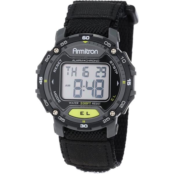 Armitron Sport Unisex 40/8291BLK Grey Accented Digital Chronograph Black Nylon Strap Watch