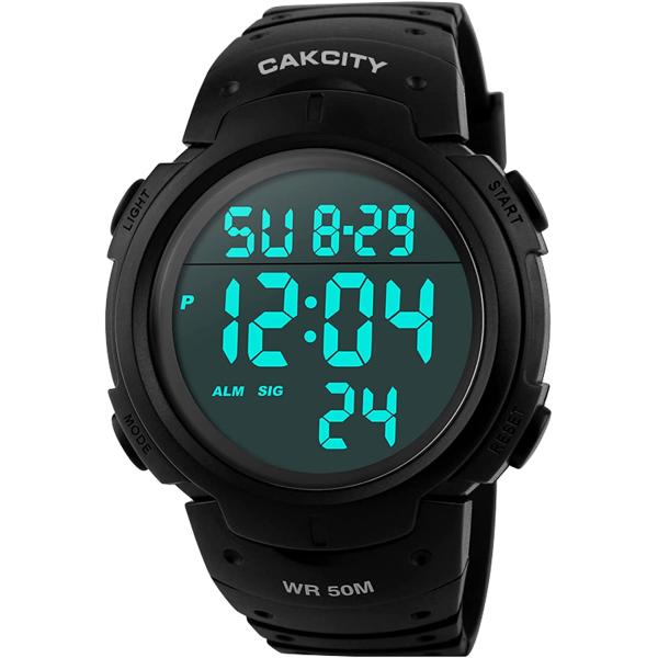CakCity Mens Digital Sports Watch LED Screen Large Face Military Watches for Men Waterproof Casual Luminous Stopwatch Alarm Simple Army Watch