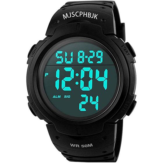 MJSCPHBJK Mens Digital Sports Watch, Waterproof LED Screen Large Face Military Watches and Heavy Duty Electronic Simple Army Watch with Alarm