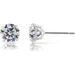 14k White Gold Solitaire Round Cubic Zirconia Stud Earrings with Gold butterfly Pushbacks