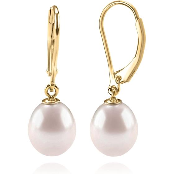 PAVOI Handpicked AAA+ Quality Freshwater Cultured Pearl Earrings Leverback Dangle Stud Pearl Earrings