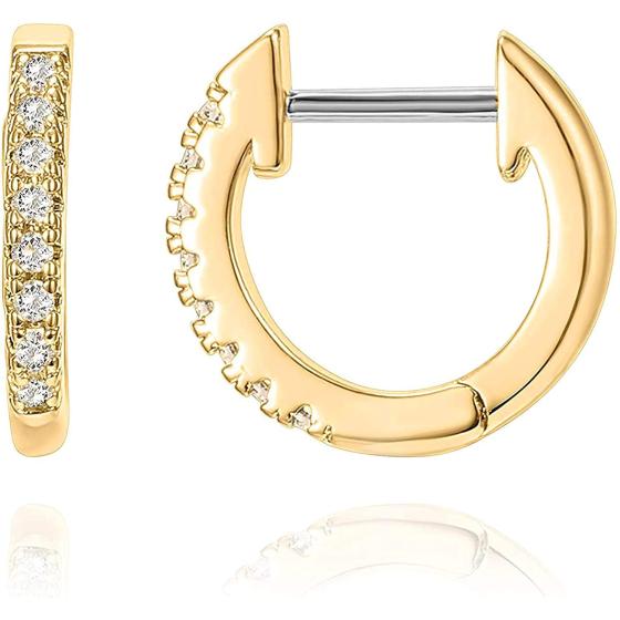 PAVOI 14K Gold Plated Cubic Zirconia Cuff Earrings Huggie Stud