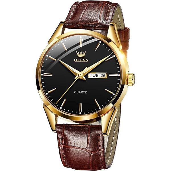 Men's Casual Leather Watch (Luxury Upgrade Version), Fashion Business Dress Watch for Men with Leather Band Day-Date, Classic Easy To Read Waterproof Luminous Men Wrist Watch, Blue/Black/White Face