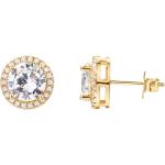PAVOI 14K Gold Plated Sterling Silver Post Brilliant Round Faux Diamond Halo Earrings - Premium Cubic Zirconia in Rose Gold, White Gold and Yellow Gold