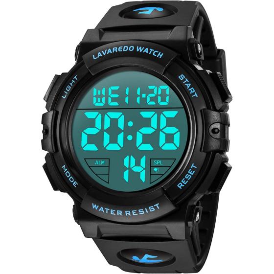 L LAVAREDO Mens Digital Watch - Sports Military Watches Waterproof Outdoor Chronograph Military Wrist Watches for Men with LED Back Ligh/Alarm/Date