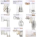 Fashion Earrings for Women Girls, Funtopia 68 Pairs Drop Dangle Earrings, Statement Stud Earrings Pearl Earrings Set for Party Jewelry Gift (Gold and Silver)