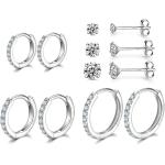 3 Pairs Sterling Silver Small Hoop Earrings Tiny Cartilage Earring Cubic Zirconia Cuff Huggie Earrings Mini Hoops Earrings Piercing for Women Girls