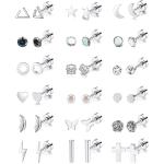 18 Pairs Stainless Steel Stud Earrings Set for Women Men Star Moon flower Heart Leaf Opal 20G Cartilage Earrings Hypoallergenic Flatback Earrings Piercing Jewelry