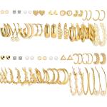 36 Pairs Gold Earrings Set for Women Girls, Fashion Pearl Chain Link Stud Drop Dangle Earrings Multipack Statement Earring Packs, Hypoallergenic Earrings for Birthday Party Christmas Jewelry Gift