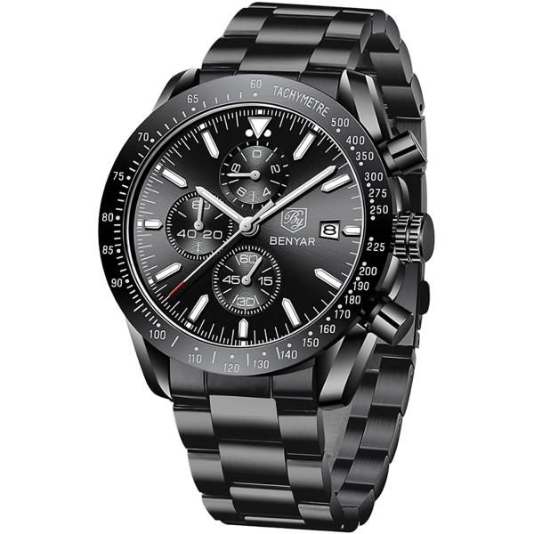 BY BENYAR Mens Watches Chronograph Analog Quartz Movement Stylish Sports Designer Wrist Watch 30M Waterproof Elegant Gift Watch for Men