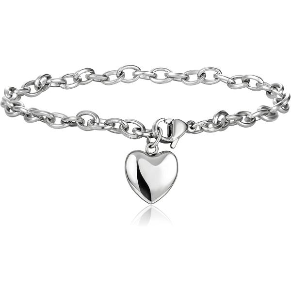 Jstyle Jewelry Women's Heart Charm Bracelets Stainless Steel Link Bracelet Birthday Gifts for Women Jewelry