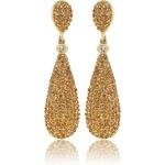 Moonstruck Costume Jewelry Women's Champagne Diamond Golden Dangle Drop Earrings