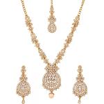 Touchstone Indian Bollywood Gorgeous intricate Workmanship Sparkling Rhinestone crystal wedding Designer Jewelry Necklace Set In Gold or Silver Tone For Women.