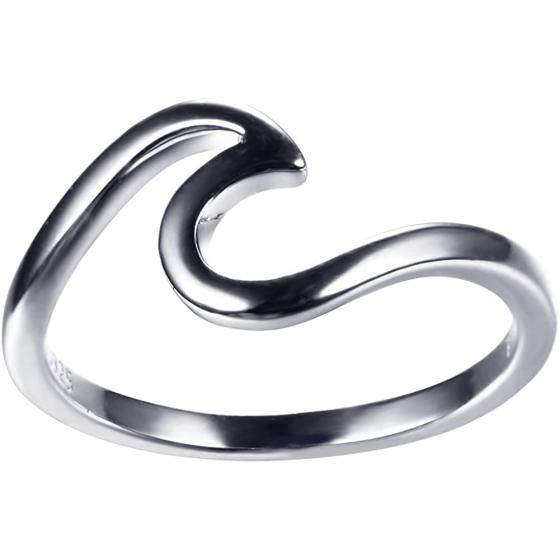 Blaike 925 Sterling Silver Wave Ring for Women, Blue Opal Wave Ring Size 5/6/7/8/9/10, Cubic Zirconia Rings Wave Ring Blue with Unique Design