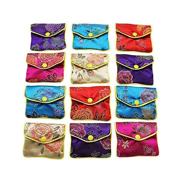 MorTime Jewellery Jewelry Silk Purse Pouch Gift Bags, Multiple Colors, Pack of 12 (Small)