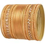 Touchstone 2 Dozen Bangle Collection Indian Bollywood Alloy Metal Textured Color Designer Jewelry Special Large Size Bangle Bracelets Set of 24 in Gold Tone for Women