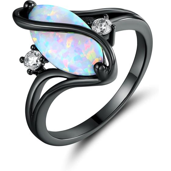 Barzel Rose Gold & White Gold Plated Created Ruby, White Fire Opal & Cubic Zirconia Accents Ring