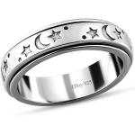 Shop LC Moon Star Spinner Fidget Ring for Women - Spinning Anxiety Rings for Men - Wedding Band 925 Sterling Silver Rings Platinum Plated Statement Jewelry Stress Relief Mothers Day Gifts