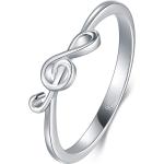 BORUO 925 Sterling Silver Ring - Stackable Music Note Band - Comfort Fit Silver Rings Women - Music Note Silver Band Ring - Fine Jewellery Stackable Ring, 2mm, Size 4-12