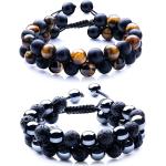 WRCXSTONE Natural Stone Bracelet Mens Black Lava Rock Bracelet Tiger Eye Gemstone Bracelet Yoga Essential Oil Bracelet Charm Gift