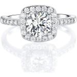 MDFUN 18K White Gold Plated Cubic Zirconia Promise Halo Engagement Promise Eternity Ring for Women