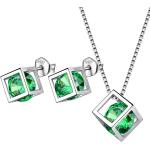Birthstone Necklace/Earring 925 Sterling Silver Women Cross/3D Cube/Cresent Moon Birth Stone Jewelry Mens Birthday Gift Anniversary Present