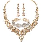Paxuan Silver/Gold Plated Women Wedding Bridal Jewelry Set Prom Crystal Rhinestone Statement Choker Necklace Teardrop Earrings Link Bracelet Tiaras Crown Jewelry Sets for bride bridesmaid Wedding