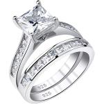 Newshe Wedding Rings for Women Engagement Ring Sets Princess 925 Sterling Silver Cz 1.8Ct Size 4-13