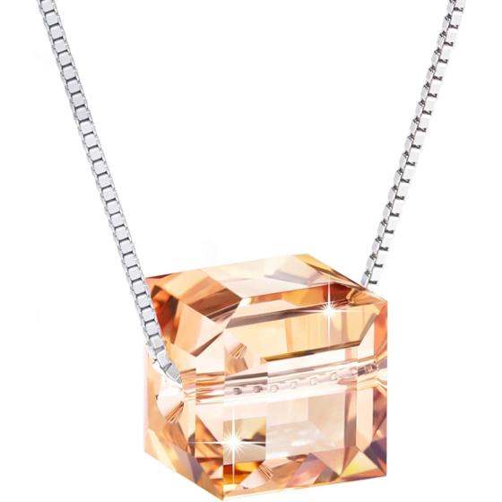 PLATO H S925 Sterling Silver Necklace Cubic Crystals Pendant Necklace for Women Allergy Free Unique Jewelry Gifts with Exquisited Gift Box Mothers Day Gifts