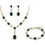 EleQueen Women's Wedding Bridal Jewelry Sets for Brides Bridesmaids, Cubic Zirconia Teardrop Necklace Tennis Bracelet Dangle Earrings Jewellery Set