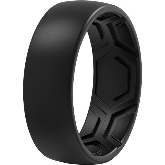 ThunderFit Silicone Rings for Men - 7 Rings / 4 Rings / 1 Ring - Breathable Patterned Design Wedding Bands 8mm Wide - 2.5mm Thick