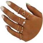 GRAEEN Knuckle Rings Index Finger Rings Hollow Love Rose Gold Ring Sets for Women and Girls
