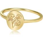 YeGieonr Handmade Flower Signet Ring,18K Gold Ring for Women, Minimalistic Statement Ring with Botanical Engraved Delicate Personalized Jewelry Gift for Women/Girls