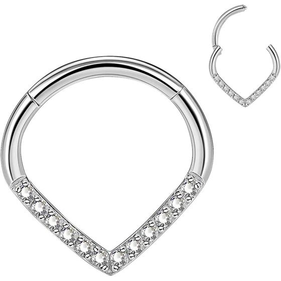 CM Crareesi Mania Teardrop Daith Earrings Hoop Hinged Clicker Rings 16G Helix Cartilage Earrings Hoop 316L Stainless Steel CZ Helix Tragus Daith Septum Clicker Jewellery