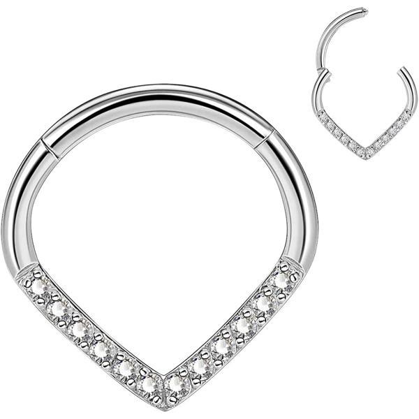 CM Crareesi Mania Teardrop Daith Earrings Hoop Hinged Clicker Rings 16G Helix Cartilage Earrings Hoop 316L Stainless Steel CZ Helix Tragus Daith Septum Clicker Jewellery