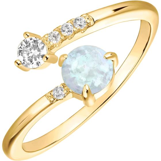 PAVOI 14K Gold Plated Adjustable Created Opal Rings | Stacking Rings | Gold Rings for Women