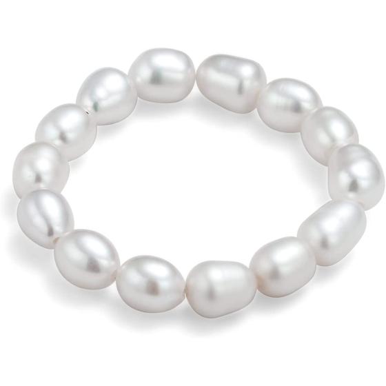 InzheG Stretch Freshwater Pearl Rings with 14k gold plated Beaded Adjustable Stackable rings Holiday Gift for Women Girls