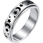nylry Titanium Stainless Steel Spinner Rings Moon and Star Fidget Ring Stress Relieving Anxiety Ring Engagement Wedding Promise Band for Women Men Size 5-12