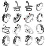 AIDSOTOU Mens Vintage Open Rings Set Frog Snake Skull Cool Punk Goth Ring for Men Women Girls Adjustable