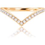 PAVOI 14K Gold Plated Sparkling Wishbone 'V' Ring for Women with Cubic Zirconia