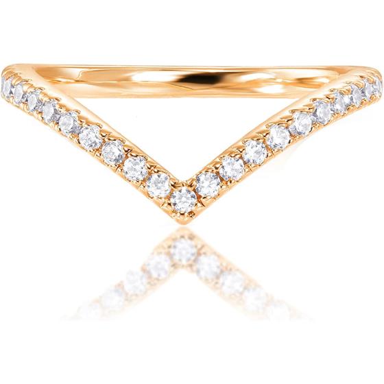 PAVOI 14K Gold Plated Sparkling Wishbone 'V' Ring for Women with Cubic Zirconia